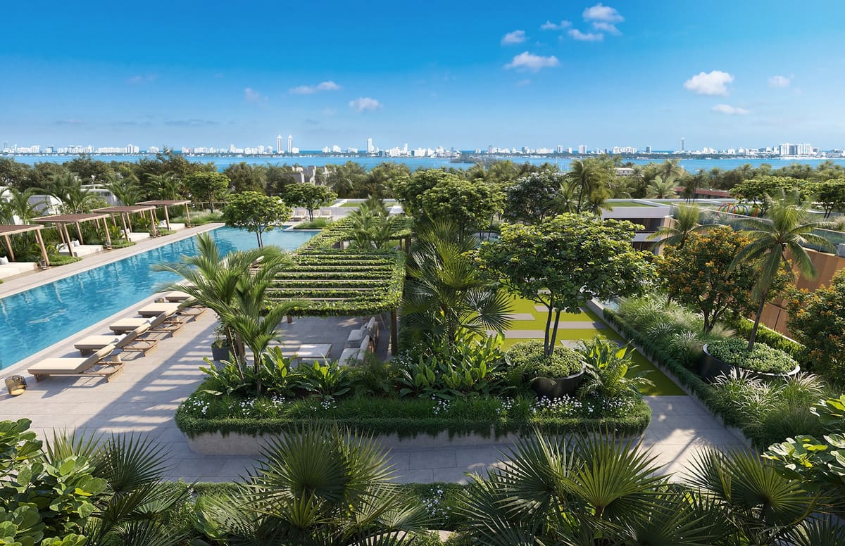 The North Tower outdoor lounge terrace with bay views
